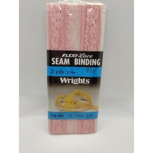 Wrights Seam Binding Flexi-Lace 3 Yds 116 305 - Lt Pink 303 - Sewing Vintage